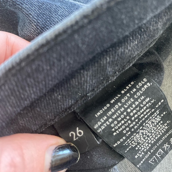 Grunge distressed JBrand super skinny mid-high waisted charcoal black jean - Picture 12 of 14